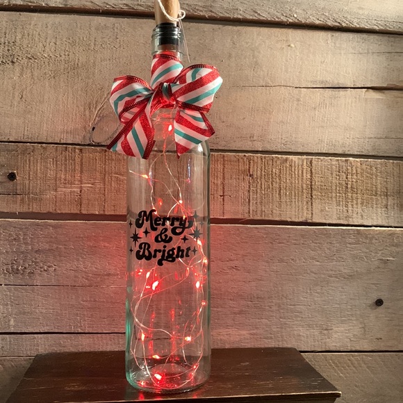 ‘Merry & Bright’ Wine Bottle Lantern - Picture 5 of 9